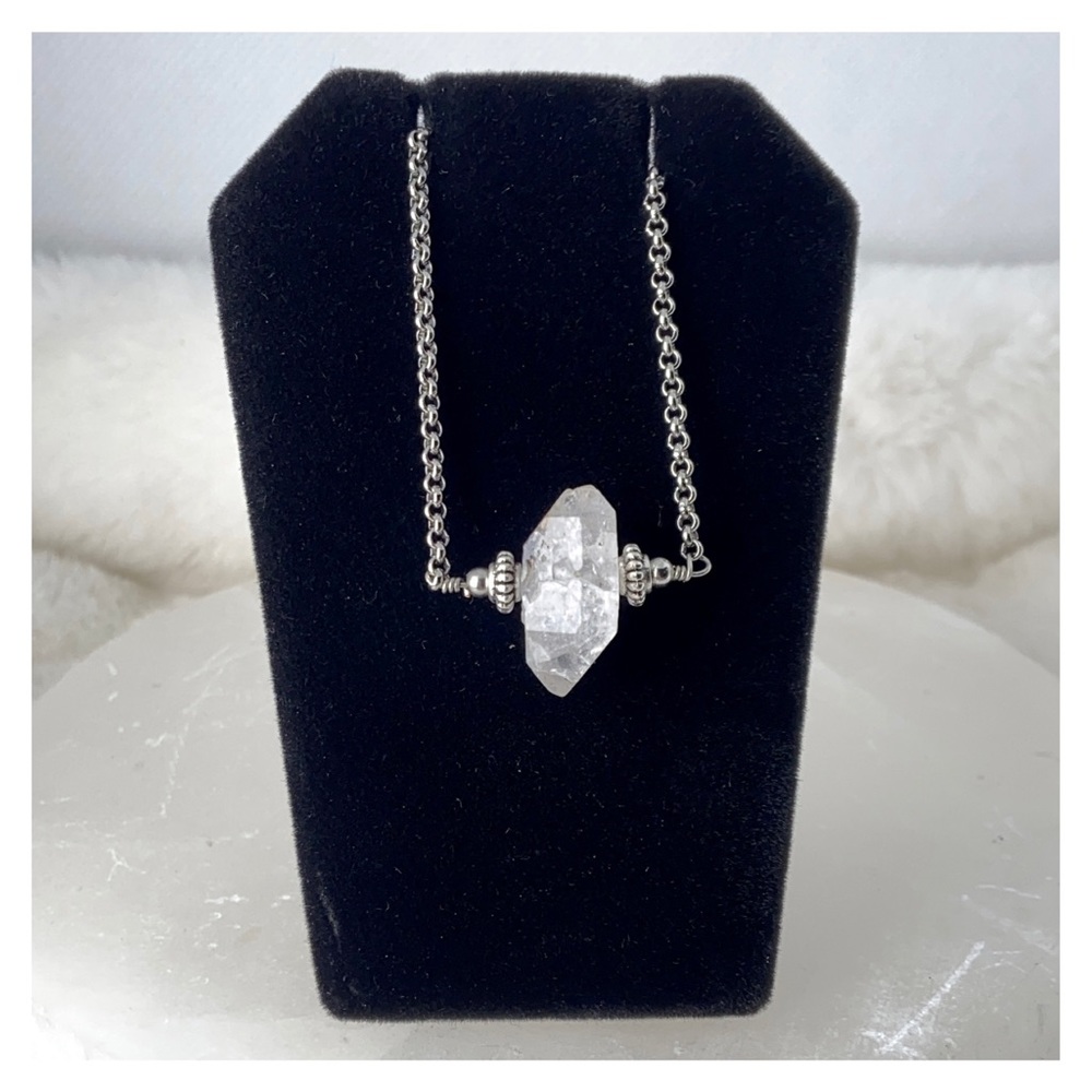 Genuine Herkimer Diamond stainless steel boho crystal handmade necklace